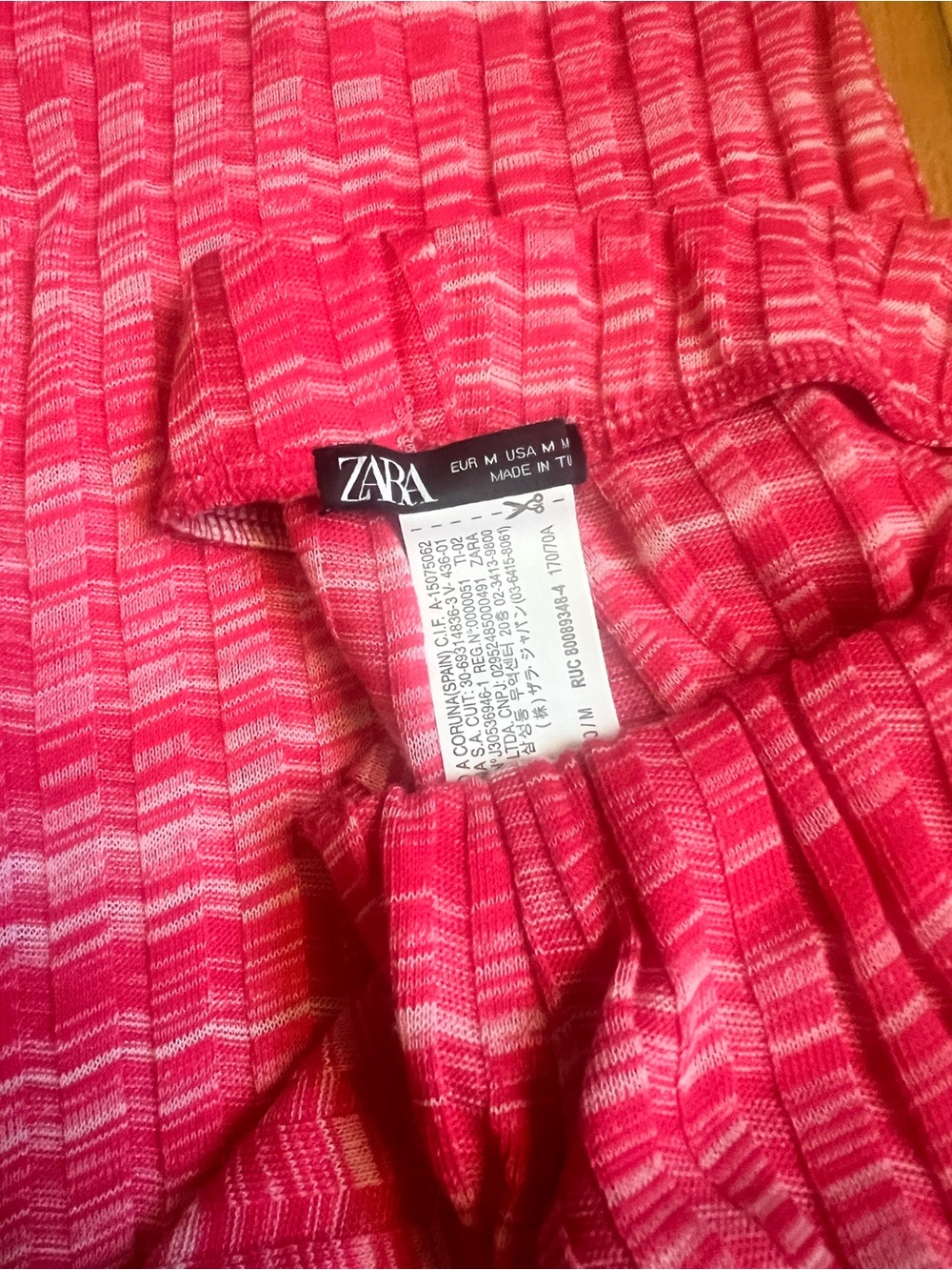 ZARA ribbed textured high-waist flared pull-on pants in pink -Size Medium